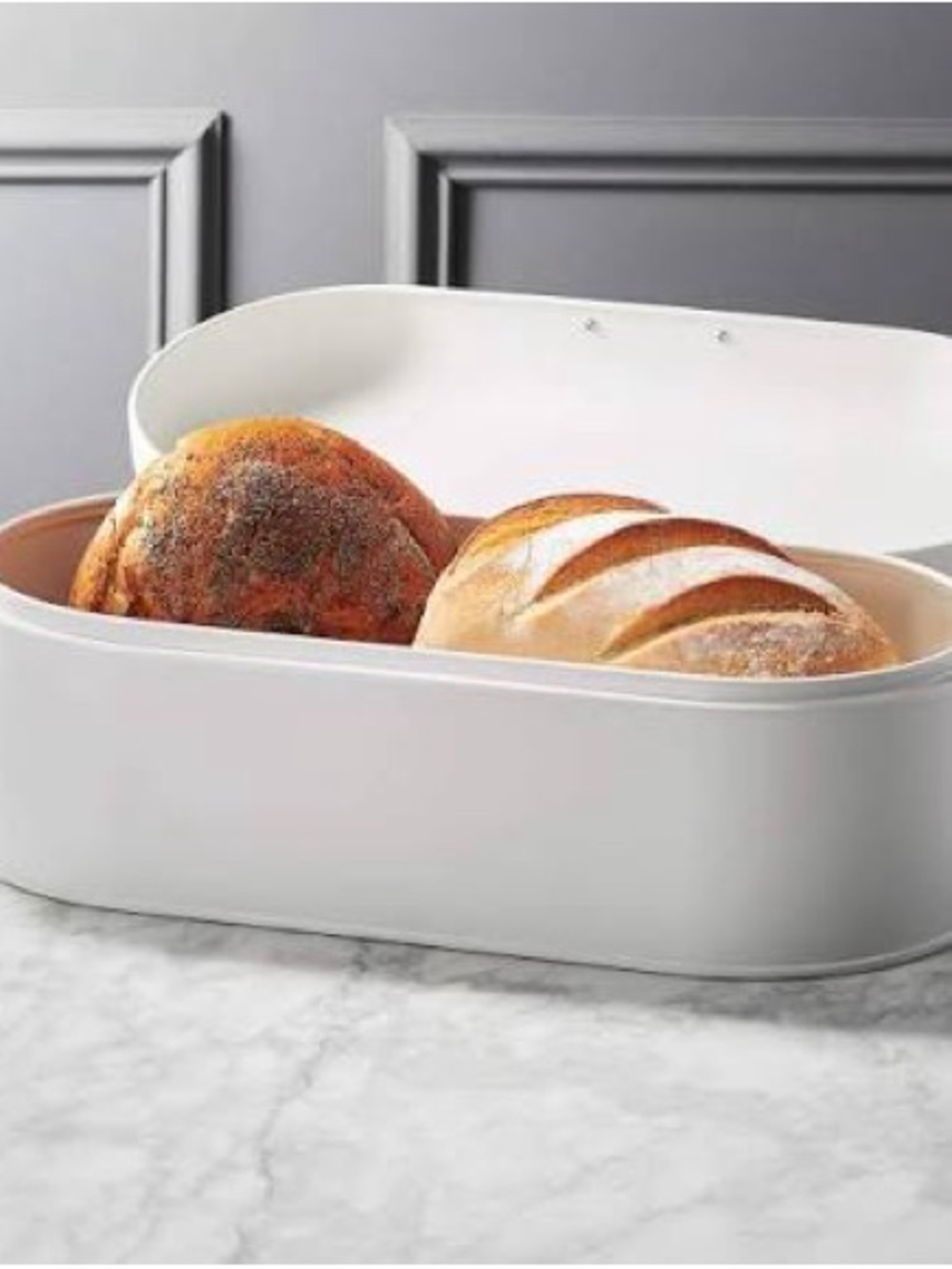CB2 MATTE WHITE RECTANGULAR BREAD BOX - Picture 2 of 3